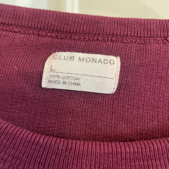 Club Monaco Maroon Lightweight Sweatshirt, Size Large - Picture 2 of 3
